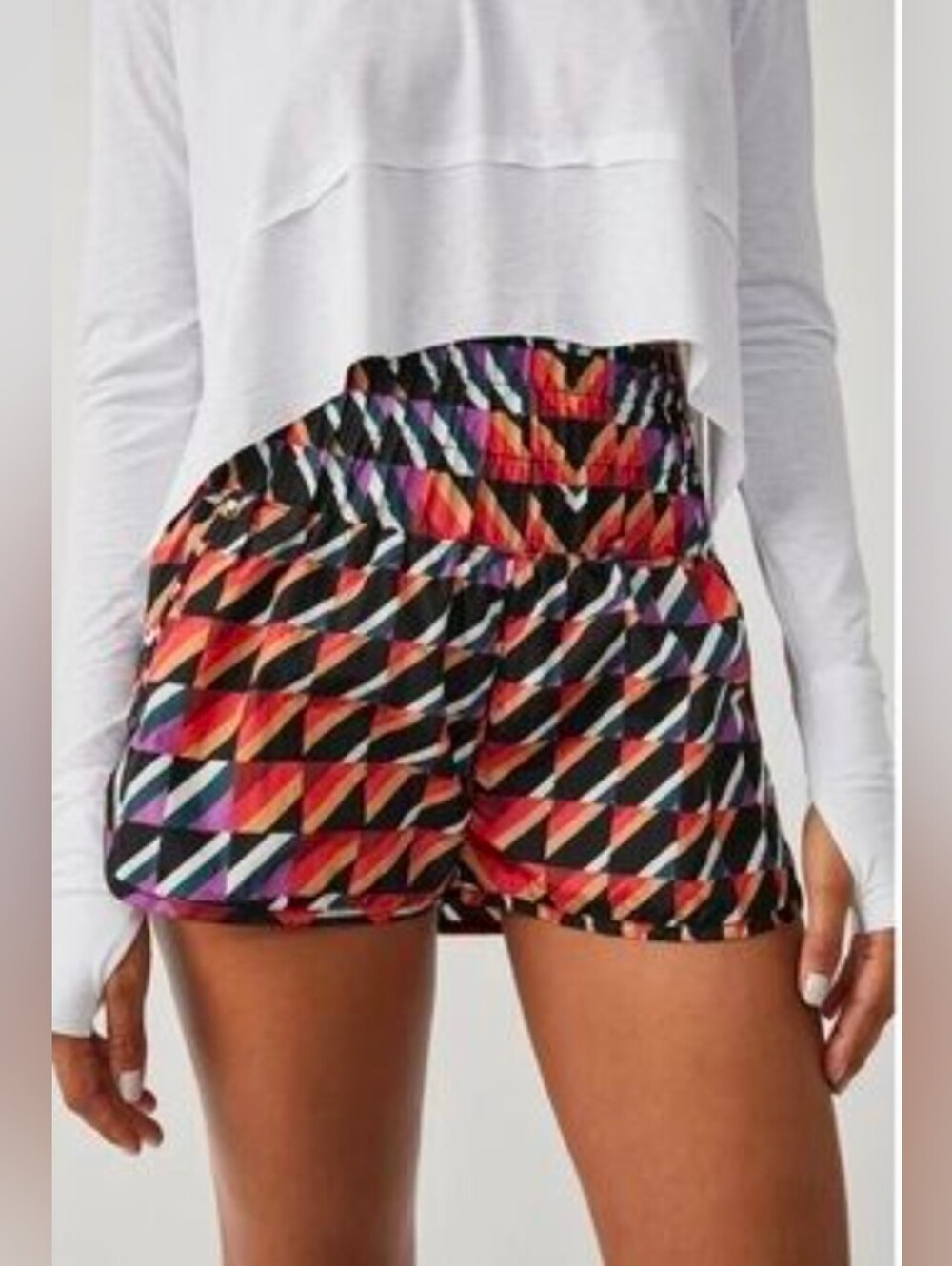 FP Movement The Way Home Geometric Multicolor Elastic Waist Shorts Size M